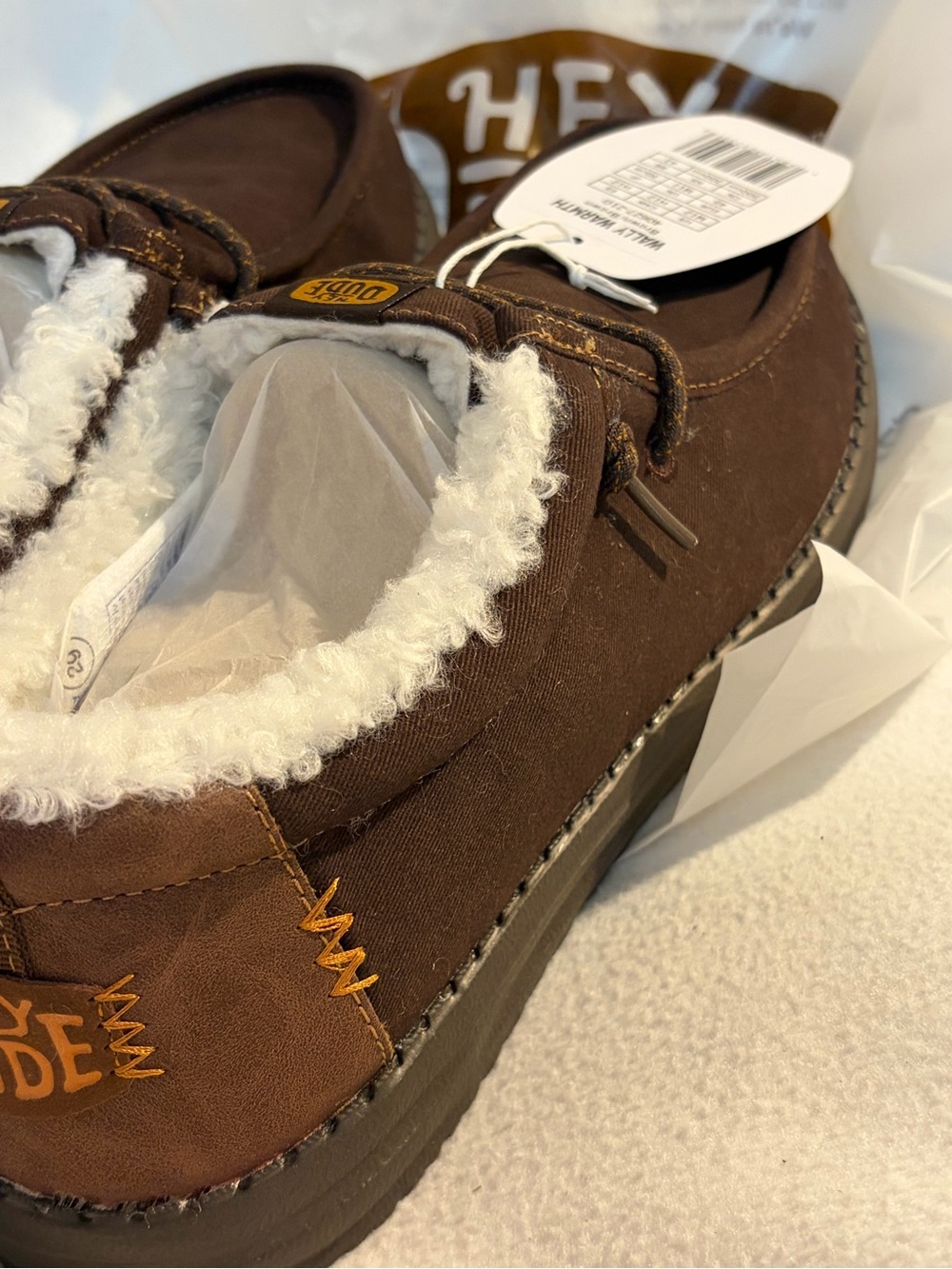Hey Dude Brown Slip-On Canvas with Sherpa Lining - Picture 7 of 8